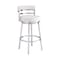 Armen Living Titana 30" Bar Height Swivel White Faux Leather and Brushed Stainless Steel Bar Stool 840254335080 - alternate 1